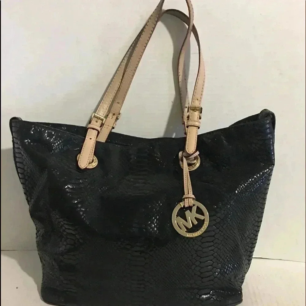 Michael kors Black embossed leather tote handbag